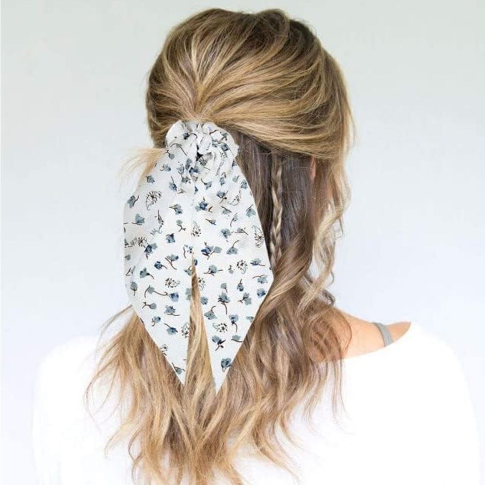 5/$25 Floral White SCARF SCRUNCHY